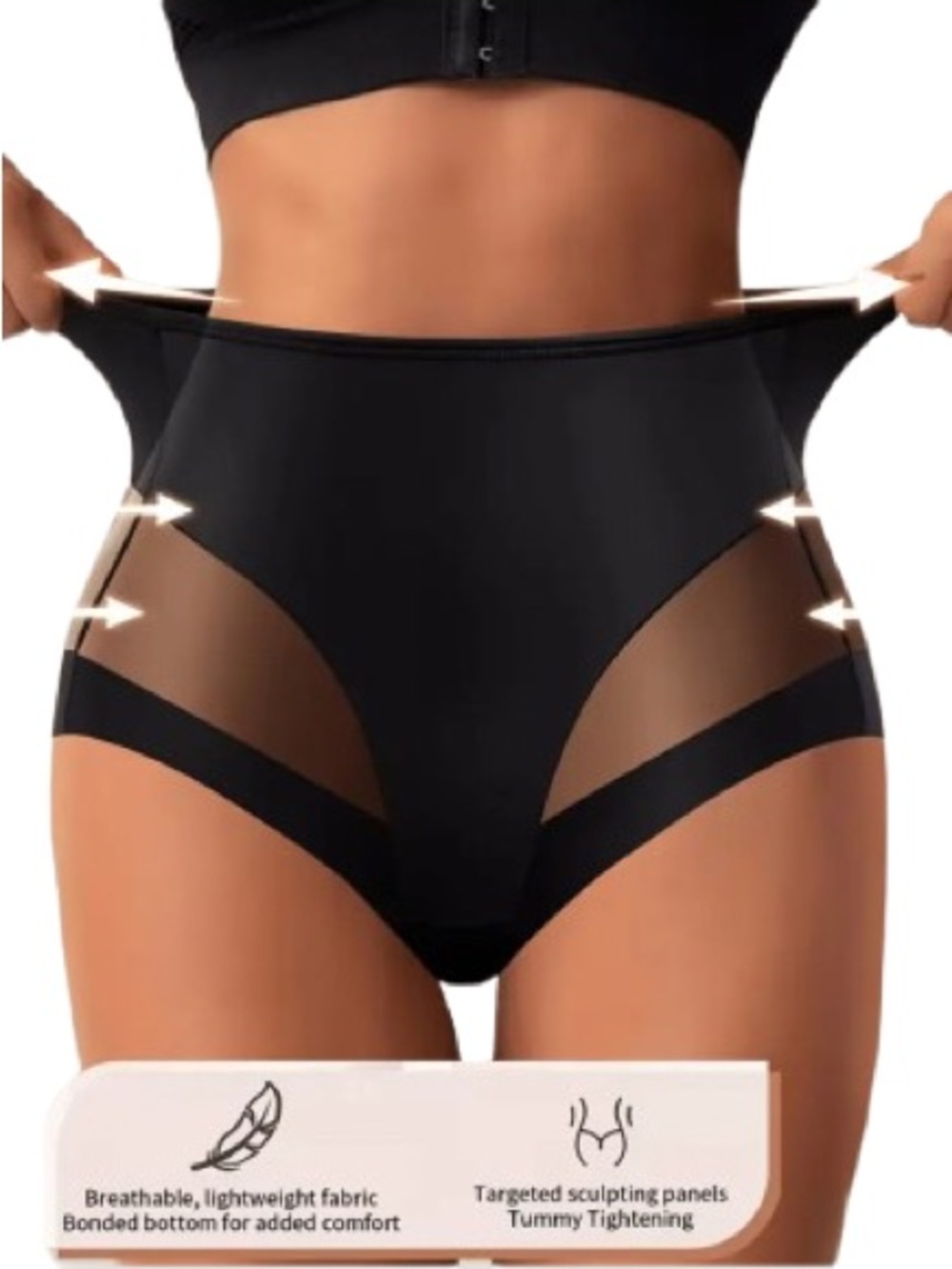 High-Waist Sculpting Shapewear Briefs - Black